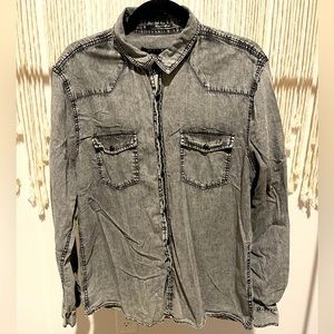 21men Long Sleeve Button-Down Washed Grey Color Dressy Casual Shirt Size XL